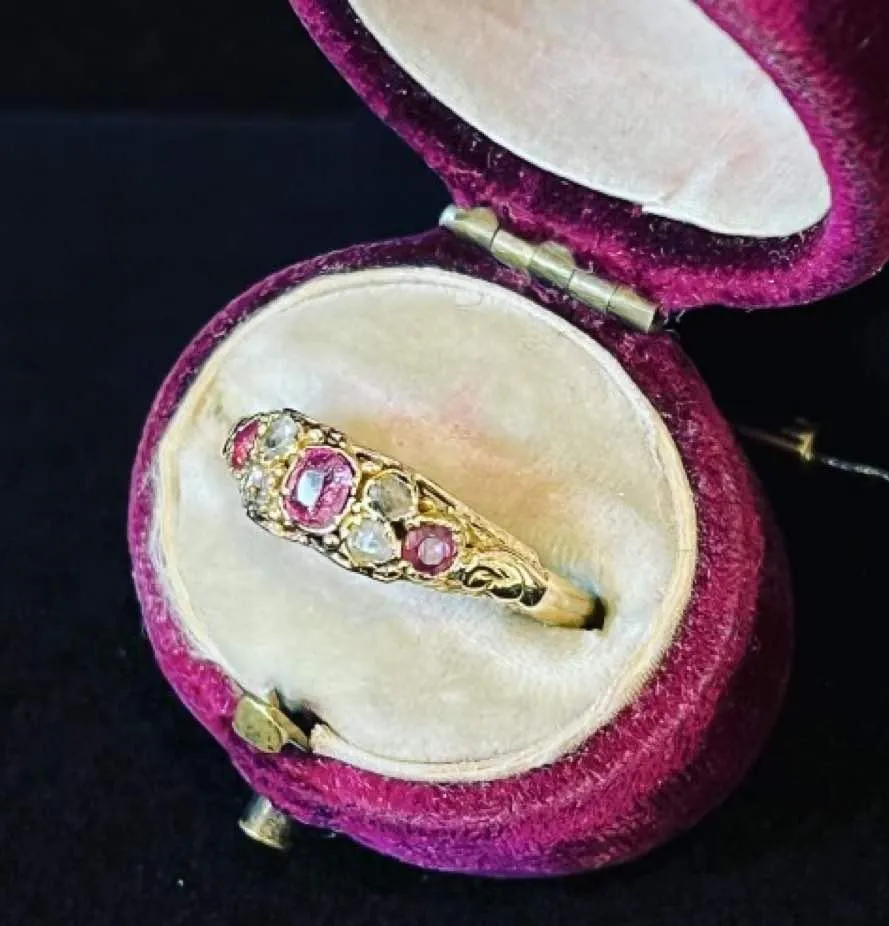 Victorian Pink Sapphire and Rose Cut Diamond Ring