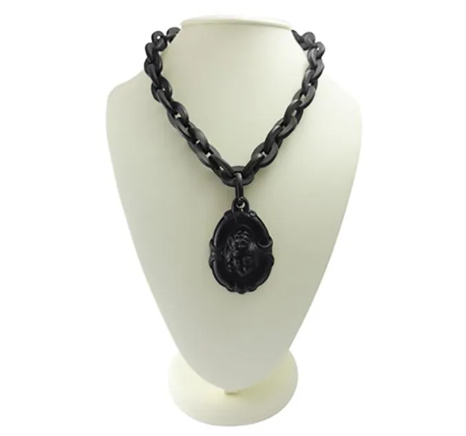 Victorian Vulcanite Cameo Necklace