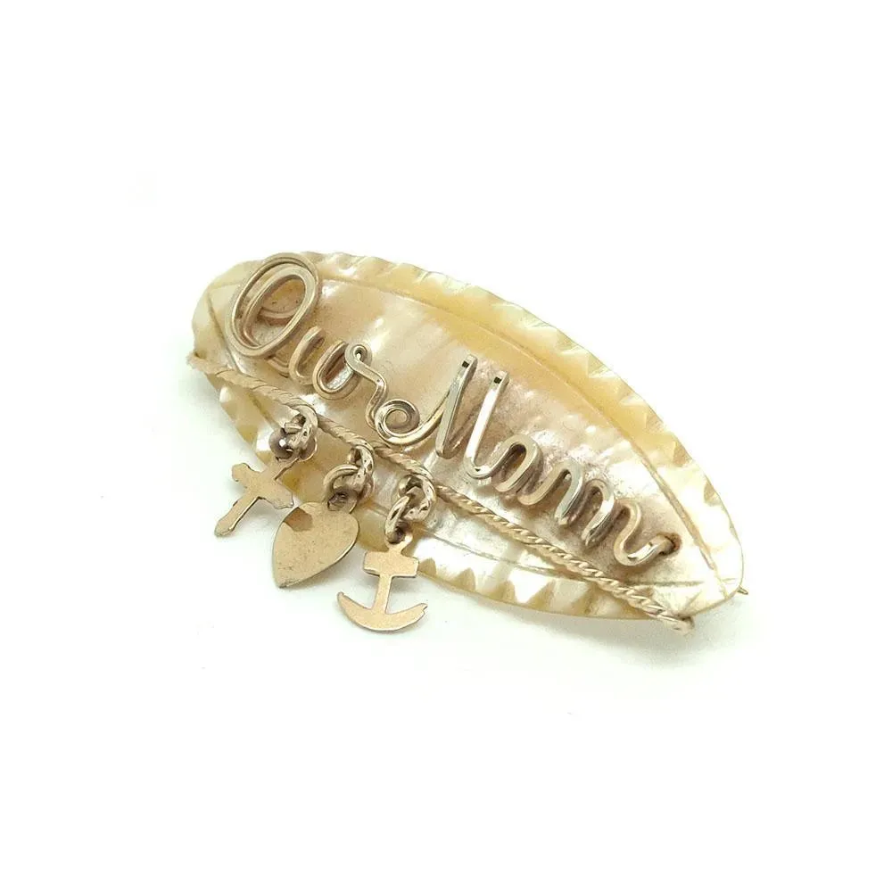 Vintage 1930s 'Our Mam' Mother of Pearl Brooch