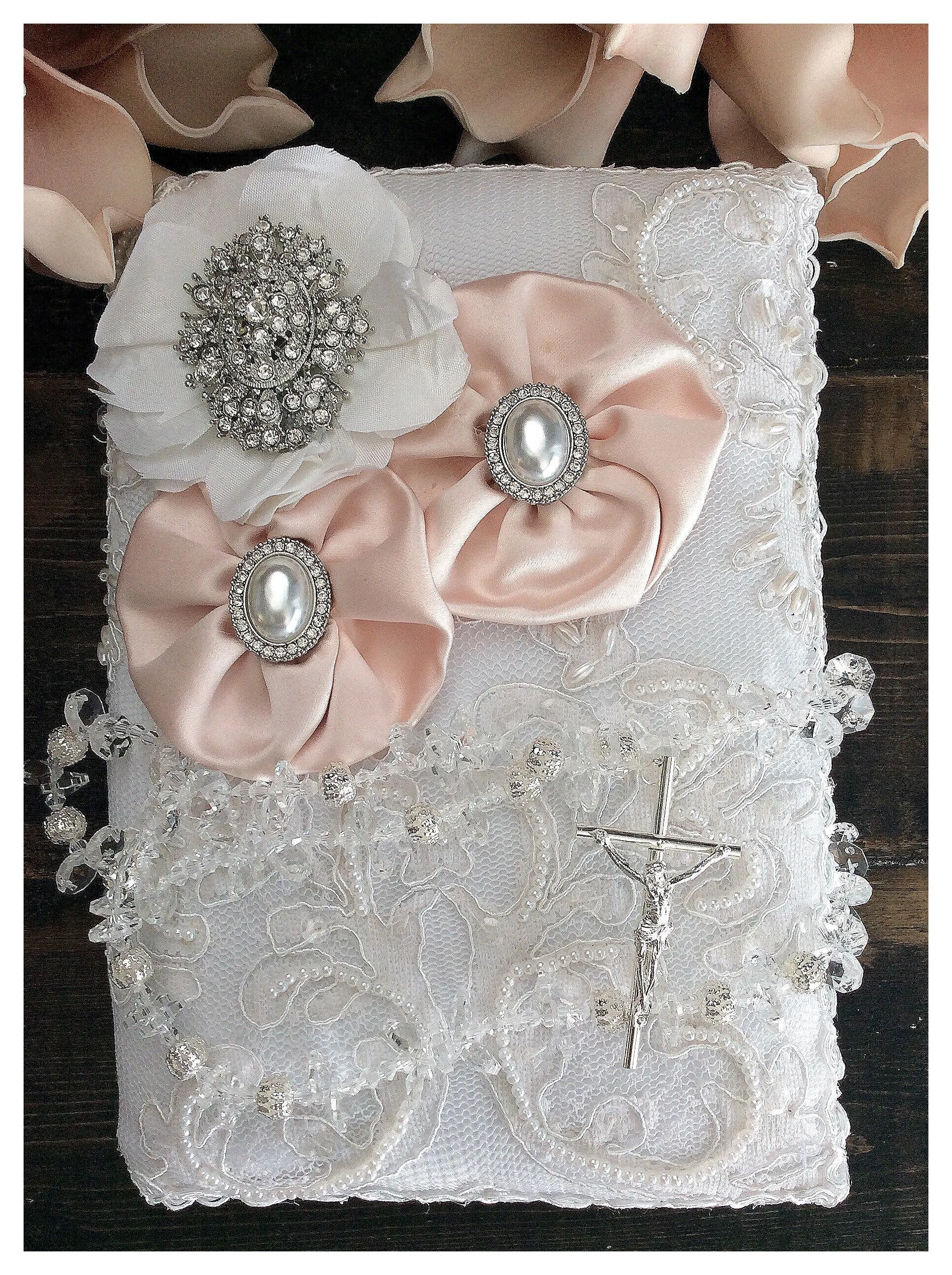 Wedding Gift bible Wedding white bible, Blush Wedding bible, White wedding, catholic bible cover, quinceanera bible,