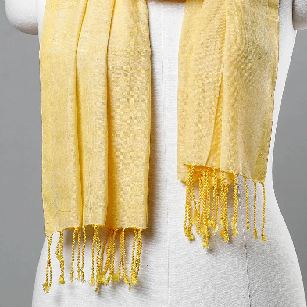 Yellow - Mangalagiri Cotton Handloom Stole with Tassels